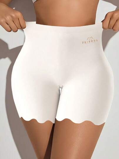 Damshorts med hög midja, sömlösa lätta enfärgade trosor, skavfria