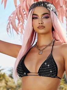 1 pezzo Fascia per capelli, reggicoda alla moda con strass, accessorio elastico per capelli