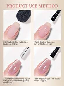 RS NAIL RSNAIL Esmalte de uñas en gel de ojos de gato con cristales efecto gota de rocío, 6 colores pastel de cristal de hielo para uñas de verano con brillo, purpurina, efecto holográfico y reflectante. Pegamento para uñas magnético que requiere curado LED/UV. Regalo para mujeres para salón de belleza y manualidades de arte de uñas en casa.