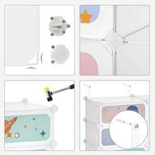 Estantería Infantil de 6 Cubos, Zapatero Infantil, 43 x 31 x 105, Armario, para Ropa, Juguetes, Blanco MLPC904W01 - Blanco Nube - Ver 8