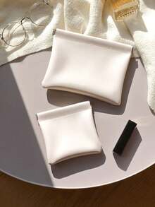 1pc/2pcs Mini Portable Storage Bag, Auto-Open Clip Travel Outdoor Wallet For Coins, Earbuds, Tissue, Sanitary Napkin, Makeup And Accessories