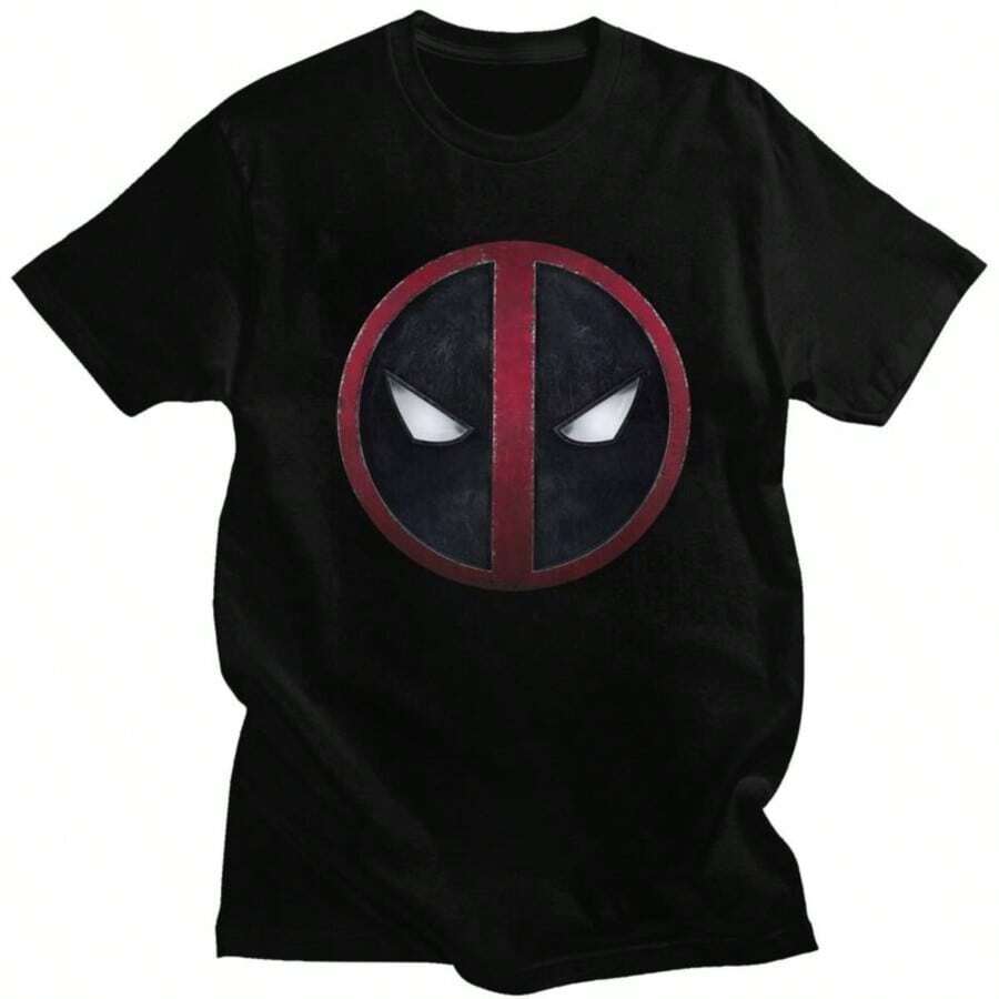 BREATHABLE SUMMER Marvels Deadpool T Shirts Hip Hop Stylish Short Sleeve Daily Casual Versatile T-Shirts 100 Cotton Summer Vintage Clothes T-Shirt - màu đen - Xem 1