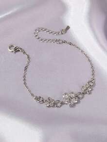 1 件可爱花朵青少年手链，甜美清新花卉珠宝配饰，带水钻，可调节，适合女孩、朋友、节日场合、日常佩戴