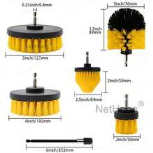 6-Piece Electric Drill Brush Set – Multi-Surface Power Scrubber Kit With Interchangeable Drill Attachments - Yellow - View 10