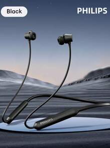PHILIPS Écouteurs Bluetooth tour de cou PHILIPS TAN2020, écouteurs intra-auriculaires de sport avec gros diaphragme dynamique, haute qualité audio, double microphones, réduction de bruit active ANC, tour de cou magnétique, pour smartphones et ordinateurs
