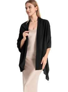 1 Stück modischer, weicher Chiffon Schal Schultertuch für Abendkleid, Hochzeitsschal, Brautschal, Damen Boho Schwarzer Schal