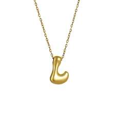18K Bubble Letter Necklace Gold For Women, Initial Necklaces Rhinestone Chunky Bubble Letter Necklace As Mother's Day Gifts Charm Puff Name Pendant Alphabet Necklaces Non Tarnish Gold Plated Jewelry