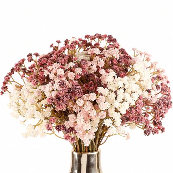 10-Pack Mixed Color Artificial Baby's Breath Bouquets - 23.6" Dusty Rose/Pink/White Gypsophila Stems For Wedding/Party Decor, Real Touch Faux Flowers For Home & Garden Arrangements