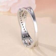 1pc Minimalist Micro Inlaid Cubic Ring, Perfect Gift Choice - Silver - View 5