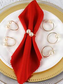 1/4/6 peças Anéis de Guardanapo de Rosa de Pérola para Decoração de Mesa de Casa e Restaurante, Anel de Guardanapo de Decoração de Festa e Feriado - Multicolorido - Visão 8