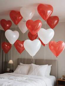 10-200 quả bóng bay cao su hình trái tim màu trắng, đỏ, hồng, xanh dương 10 inch, thích hợp để trang trí tiệc sinh nhật, trang trí ngày lễ tình nhân, cầu hôn, đính hôn, trang trí đám cưới, trang trí phòng, đạo cụ chụp ảnh ngoài trời - Đỏ + Trắng - Xem 8