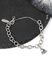 1 pieza Único y sencillo collar con colgante de plata de ley 925 con dije en forma de manzana "ABC" para hacer manualidades, joya fina para mujeres como regalo