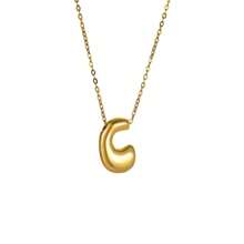 18K Bubble Letter Necklace Gold For Women, Initial Necklaces Rhinestone Chunky Bubble Letter Necklace As Mother's Day Gifts Charm Puff Name Pendant Alphabet Necklaces Non Tarnish Gold Plated Jewelry