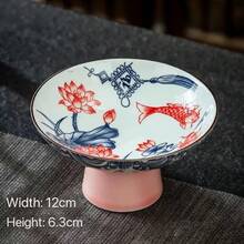 Vintage Blue And White Chinese Style Ceramic Teapot Plate, High Footed Fruit Plate, Small Dish, Chinese Style Snack Bowl, Dry Fruit Dish, Ceramic Tray