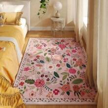 25 Years New Large Area Rug, Personalized Colorful Floral Pattern, Modern Minimalist And Fresh Style, Made Of High-Density Knitted Fabric With Anti-Slip, Fade-Resistant, And Abrasion-Resistant Surface. The Bottom Features Anti-Slip Particles For Enhanced Friction.