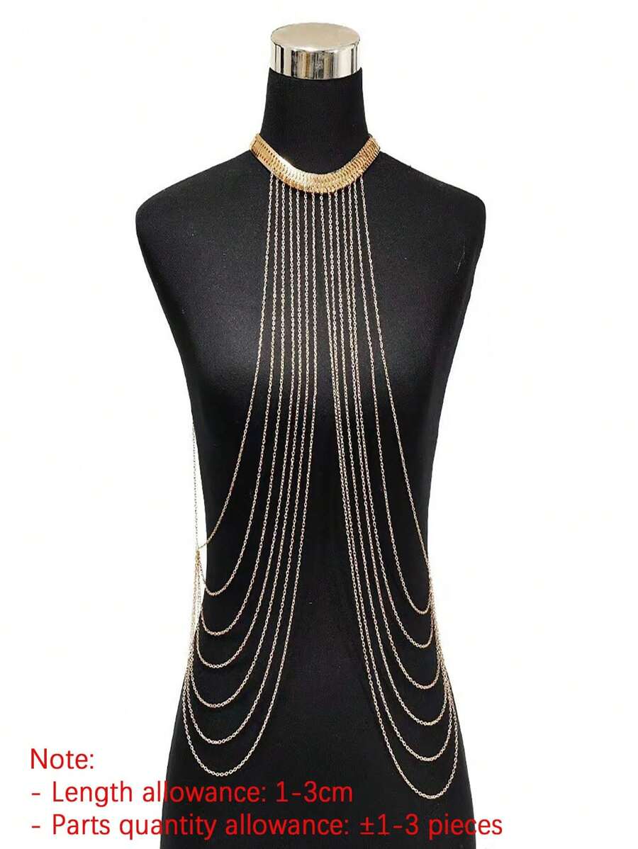 1pc Women Multilayer Tassel Body Chain, Fashion, Elegant, Versatile, Sexy For Party, Beach, Vacation, Casual Wear, Holiday Gift (Handmade, 1-3cm Tolerance)