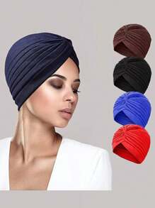 1 Stück Damen Einfarbige weiche Turban Mütze, bequem und atmungsaktiv, geeignet für den täglichen Gebrauch