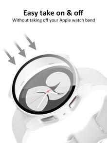 Compatible With Samsung Galaxy Watch Cases 4, 5, 6, And 7 (44mm And 40mm). Features A 2-In-1 Case With A Shock-Resistant And Scratch-Resistant Hard PC Material And Tempered Glass Screen Protector. Unisex, Stylish And Sporty, Easy To Wear, And With Sensitive Touch. - White - View 4