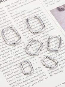 6Pcs/Set Minimalist Square Shape Copper Earrings For Women, Elegant Casual Party Beach Date Holiday Gift, Versatile Daily Wear