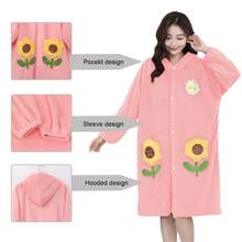 1pc Floral Embroidered Robe, Bathrobe, Casual Loungewear, Suitable For Bathroom, Pool, Living Room, All Seasons Back To School - Multicolor - View 8