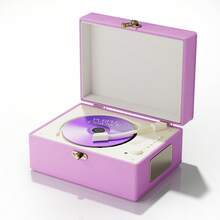 Yintiny Rechargeable Leather CD Player With Speakers, Bluetooth Transmitter, Festival Gift, BGM Player For Home Decor. - Purple - View 1