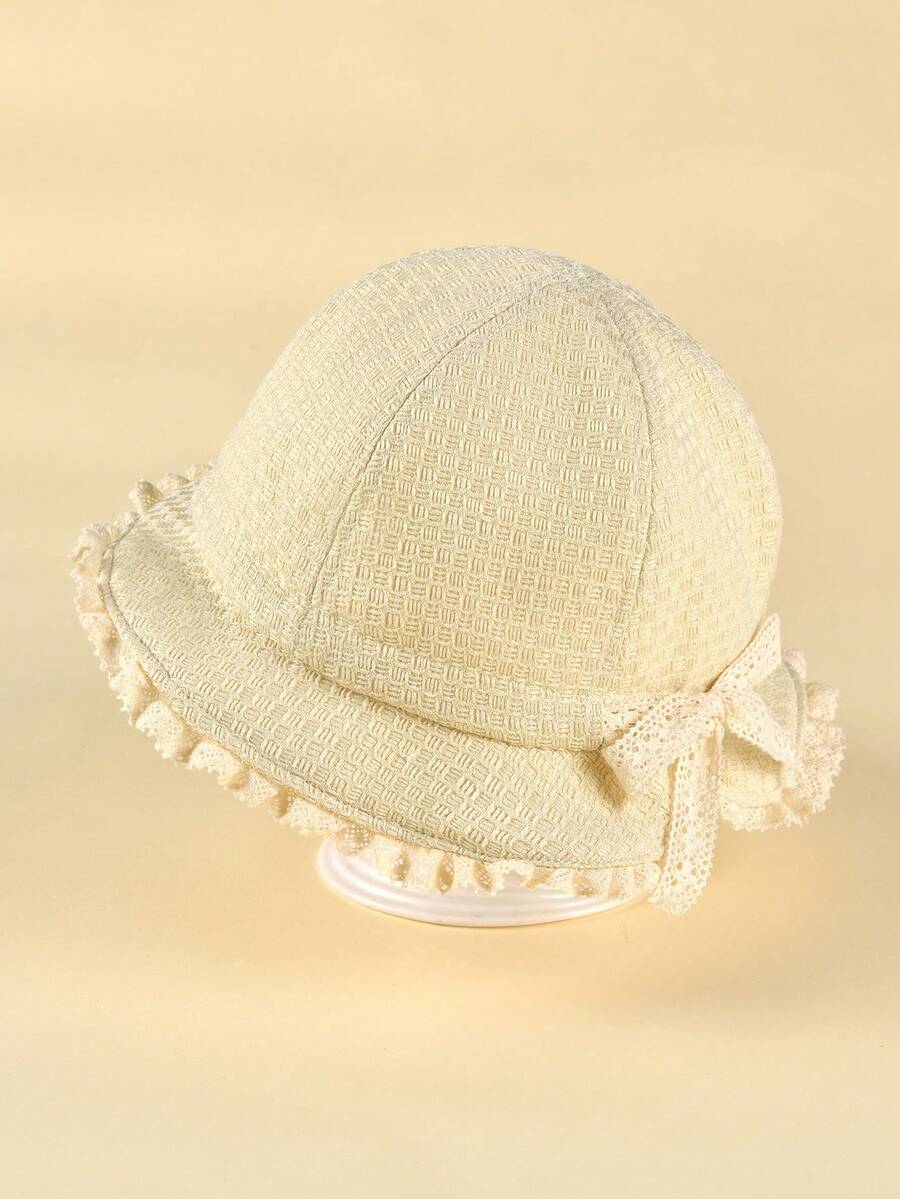 TUTUYA 0-24 Months Baby Bucket Hat, Soft Brim Sun Protection Hat, New Style Children's Bowknot Floral Trim Hat, Suitable For Daily/Outdoor/Play, Head Circumference 44-48CM - 1PC - View 1