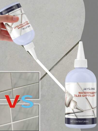 1 件 260ml 瓷砖填缝剂，瓷砖防霉填缝剂，厨房和浴室地砖防霉填充裂缝修补剂，快速填补裂缝，使墙面和地板更整洁，操作简单，适用于各种墙面和地板