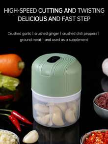 婴儿辅食机，迷你电动蒜蓉机 | 250ML无线蔬菜研磨机和洋葱捣碎机 | 紧凑型食品加工机，适用于生姜、辣椒、水果和肉类，儿童辅食切碎机，辅助食物切碎机