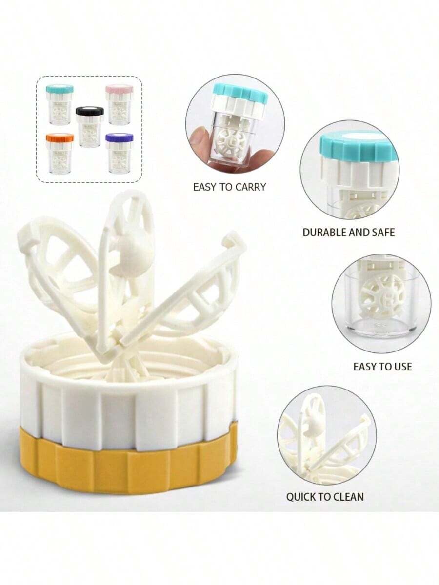 1pc Multi-Color Manual Contact Lens Cleaner, Portable Rotating Contact Lens Cleaning Container, Clean And Hygienic Contact Lens Immersion Storage, The Best Women's Day Gift For Travel And Daily Use, Mother's Day Gift,Makeup,Cheap,Room Decor,Vanity,Travel,Bedroom,Makeup Accessories