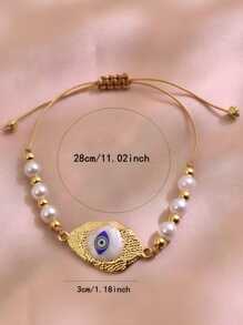 Conjunto de 2 pulseiras femininas trançadas, design de olho de demônio guardião, pulseira trançada ajustável, adequada como presente para entes queridos, uso diário