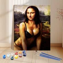 1 Pc Mona Lisa Fun Canvas Wall Art, Leonardo Da Vinci Style Hanging Poster , Humorous Vintage Prints For Wall Decor Pictures,Home Accessories Aesthetic,Suitable For Living Room Decor Bedroom Home Decor,House Decor,Kitchen Bathroom Decor & Office - Perfect Gift For Birthday, Thanksgiving, Halloween, Christmas, Religion- No Frame
