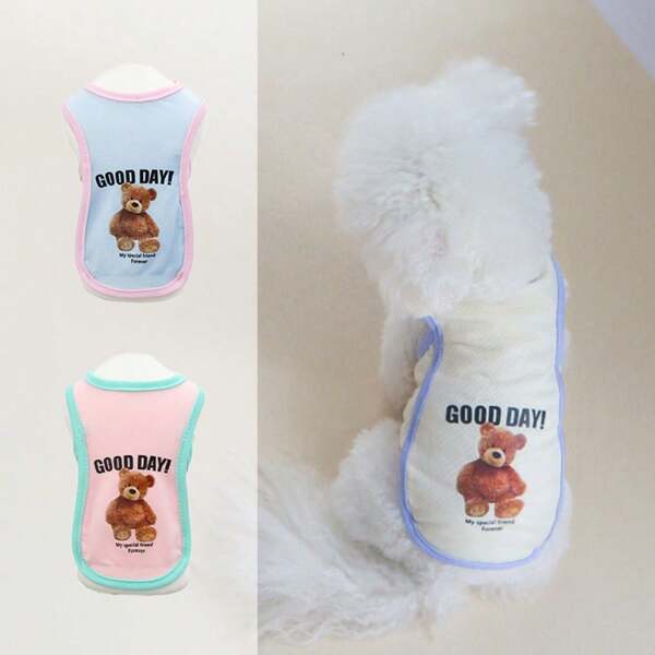 Chaleco refrescante de verano para mascotas, top de tirantes de seda de hielo transpirable para perros/gatos pequeños, diseño de oso, tallas XS-6XL para perros grandes