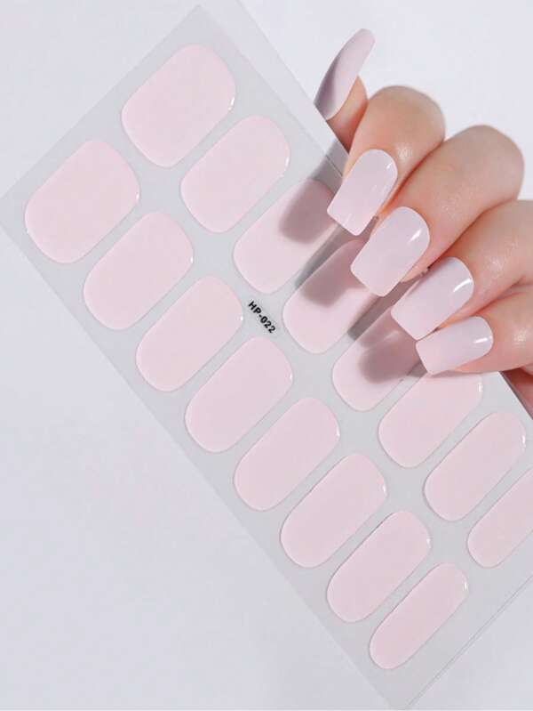 1 Blatt halb ausgehärtete Gel-Nagelstreifen, 16 Finger Gel-Streifen, 1 Stück Frühling/Sommer hellrosa Komplett-Nagel Gel-Lackaufkleber, langanhaltend, schnell formbar, Komplett-Nagelaufkleber für Frauen und Mädchen, UV/LED Lampe erforderlich, Nagelaufkleber zum Selbermachen