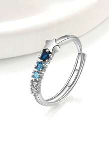 1pc Colorful Zirconia Shooting Star Design Adjustable Fashion Ring, Simple European Style