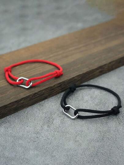 1 pièce Bracelet à corde minimaliste pour homme, bracelet porte-bonheur à fil rouge, bracelet réglable, cadeau