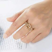 1 pieza Anillo de mujer elegante, de lujo y glamoroso con jade verde y circonita brillante, joya de regalo