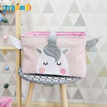 OYHOMO Cute Unicorn & Rabbit Storage Basket Pink Girls Bedroom Organizer Collapsible Thick Fabric Storage Box Laundry Hamper For Toys, Clothes, Books, Bathroom, Living Room