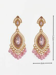1 par de brincos estilo vintage com strass e pérolas, acessórios festivos para mulheres