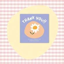 50Pcs 6cm*6cm Thank You Cards Cartoon Flower Greeting Postcards Multicolor Universal Gratitude Labels Event Ornament Home Decor