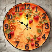 Reloj de pared con diseño de frutas de 10 pulgadas, decoración de cocina caprichosa con movimiento silencioso, perfecto para el ambiente del comedor o cafetería, regalo único para amantes de la comida - Negro - Ver 15