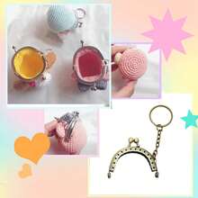 5 Stück DIY Mini Taschenverschluss, handgefertigter Metall Schlüsselanhänger Rahmen, Häkel Mini Tasche Schnalle 5cm/1,96 Zoll, Frauen Tasche kleine dekorative Schnalle/Anhänger - Bronze - Übersicht 2