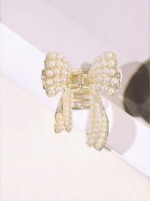 1 件高色牢度蝴蝶仿珍珠发夹，适合日常佩戴发夹爪夹发夹发夹发夹发夹发夹发夹 - 金色 - 查看 6