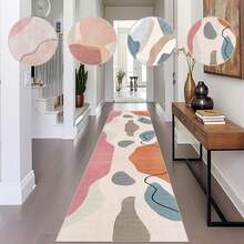 1/2 套大型抽象几何色块风格地毯，柔软、可水洗、防滑、防污印花地毯，适用于客厅、卧室、游戏室、办公室、厨房 - 款式1 - 查看 4