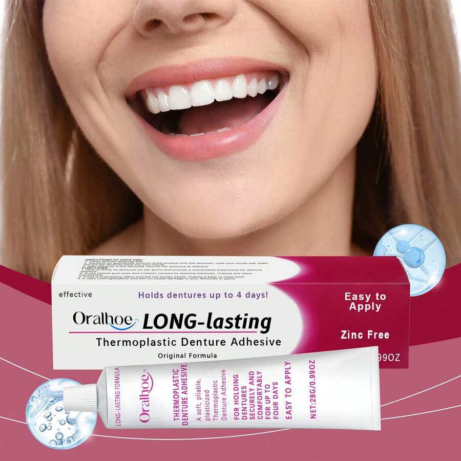 Oralhoe Denture Fixing Adhesive Fixes Dentures To Improve Comfort And Beautify Teeth Denture Fixing Adhesive - 白色 - 查看 1