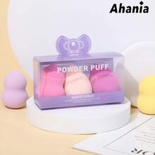 Ahania 3pcs Teardrop Shaped Makeup Sponges, Beveled Cut, For Liquid Foundation, Concealer Super Soft Washable And Reusable - màu xanh lá - Xem 3