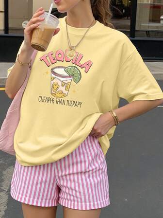 Juice And Letters 夏季女士图案T恤 度假外出上衣 女士短袖上衣 夏季上衣 短袖上衣 夏季女士休闲上衣 夏季T恤，中国新年，农历新年，马年，春节，新年快乐，情人节，情人节礼物，送给她的情人节礼物