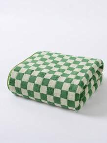 Checkerboard Coral Velvet Quick Dry Soft Absorbent Checkered Print Towel, Lint-Free, Suitable For Adult, Couples, Bath, Shower, Face, Home Use - 1pc Towel (34x75cm) Or 1pc Bath Towel (70x140cm), Or 1 Set (Towel + Bath Towel) Home Bathroom Decor Fall Decor Back To School For Beauty Salon Home Bathroom