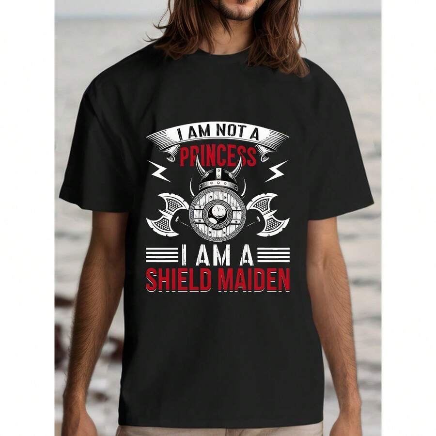 Not A Princess, Shield Maiden T-Shirt - Show Your Warrior Spirit! Funny Viking TFamily T-Shirt For Best Choice - Black - View 1