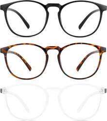 Set de 3 Gafas de Bloqueo de Luz Azul Przene para Mujer/Hombre, Gafas de Computadora Retro Redondas Anti Fatiga Ocular, para Juegos (Negro/Ámbar) - Rosa - Ver 10