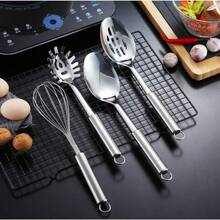 Kochbesteck-Set Küchenhelfer Küchenutensilien 12 Stück Edelstahl Silikon Küchenset (Spiegelpolitur, Rostfrei & Spülmaschinenfest, mit Aufhängeösen, Professionelles Küchengeschirr, Kochzubehör - Silber - Übersicht 8